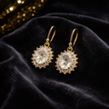 Elegant Earrings, Oval Crystal & Cubic Zirconia